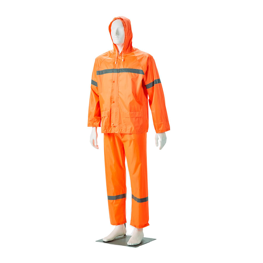 Reflective Rubberised Two Piece Rainsuits Orange